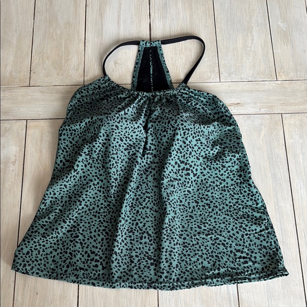 Kona Sol Target Green Leopard Print Swimsuit Top XL